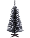 National Tree Company 4ft Black Tinsel Tree With Plastic Stand & 70 Clear Lights