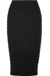 MUGLER Embellished ribbed-knit skirt
