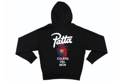 Pre-owned Patta X Barcelona Fc Culers Del Món Hooded Sweater Black/deep Royal Blue