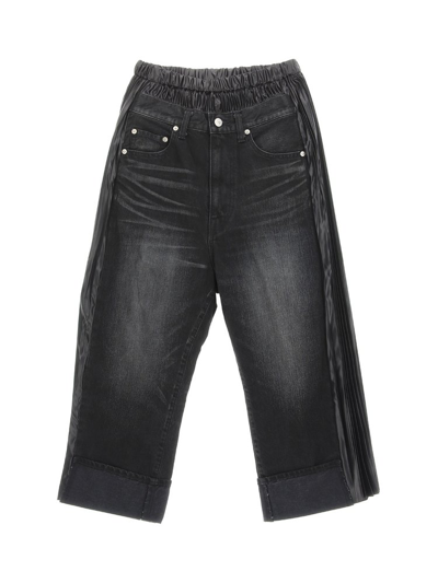 Junya Watanabe X Levis Pleated-edge Cropped Wide-leg Jeans In M
