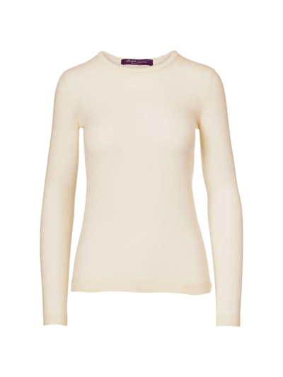 Ralph Lauren Crewneck Long-sleeve Cashmere Sweater In Butter