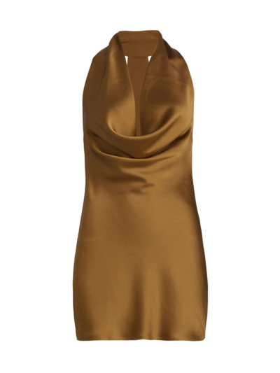 Norma Kamali Women's Satin Cowlneck Minidress In Woods