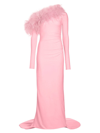CHRISTIAN COWAN WOMEN'S ONE-SHOULDER FEATHER-TRIM GOWN