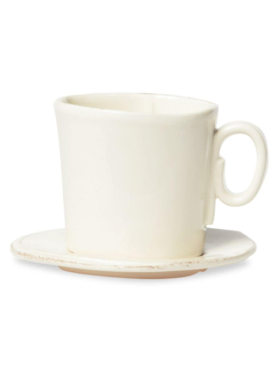 Vietri Lastra Aqua Espresso Cup & Saucer Set In Linen