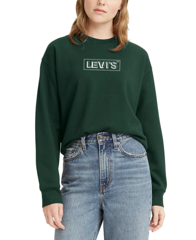 Levi's Women's Comfy Logo Fleece Crewneck Sweatshirt In Darkest Spruce