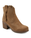 Earth Irene Block Heel Zip Bootie In Medium Natural Suede