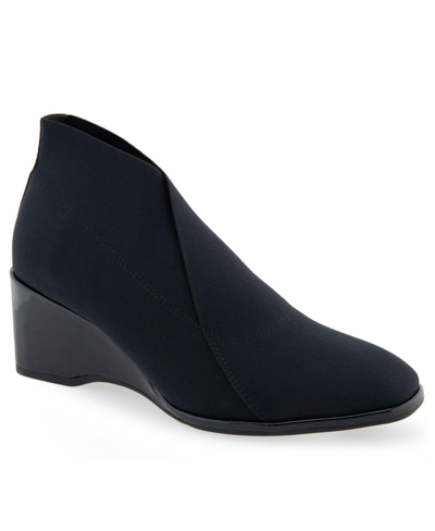 Aerosoles Anini Boot-ankle Boot-wedge In Black Elastic