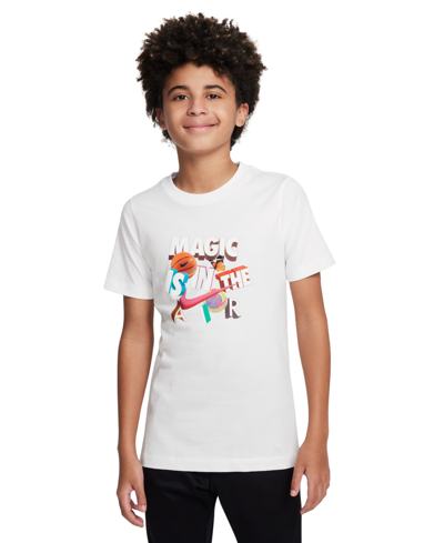 Nike Big Kids Sportswear Standard-fit Printed T-shirt In White