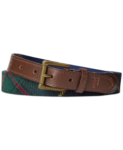 Polo Ralph Lauren Men's Leather-trim Tartan Belt In Red Multi