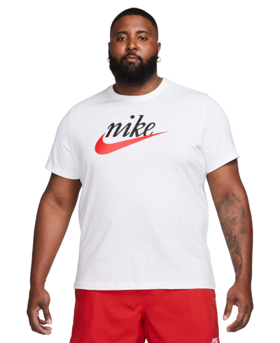 Nike Sportswear Men's Heritage Script Logo Short-sleeve Crewneck T-shirt In White