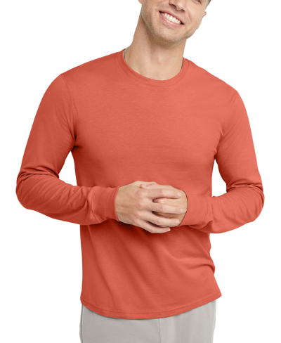 Alternative Apparel Men's Hanes Originals Cotton Long Sleeve T-shirt In Red River Clay