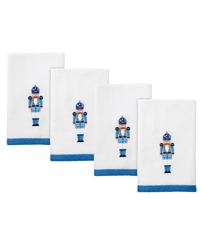 Avanti Nutcracker Trellis Cotton 4 Pack Fingertip Towel, 11" X 18" In White