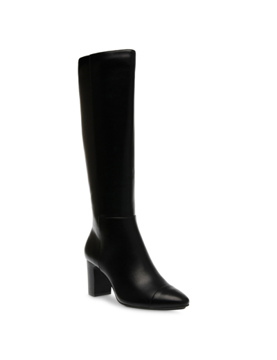 Anne Klein Women's Spencer Almond Toe Knee High Wide Calf Boots In Black Smooth