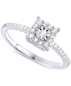 Promised Love Diamond Square Halo Ring (1/4 Ct. T.w.) In Sterling Silver In Sterling Silver
