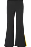 EMILIO PUCCI CROPPED STRIPED SILK-TRIMMED WOOL-BLEND FLARED PANTS