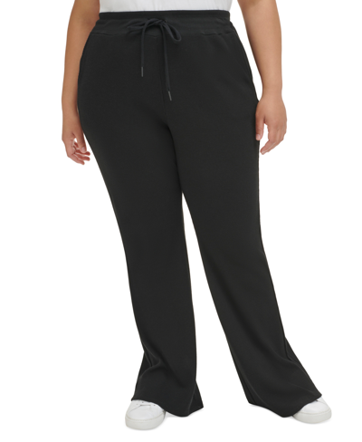 Calvin Klein Plus Size High-waist Flare-leg Pants In Black