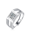 STELLA VALENTINO STERLING SILVER WHITE GOLD PLATED WITH 1CTW PRINCESS LAB CREATED MOISSANITE QUAD PAVE ENGAGEMENT ANN