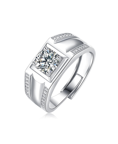 Stella Valentino Sterling Silver With 1ctw Princess Lab Created Moissanite Quad Pave Engagement Anniversary Adjustabl