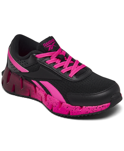 Reebok Kids' Little Girls Zig Dynamica 2 Alt Running Sneakers From Finish Line In Black/pink