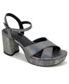 Kenneth Cole Reaction Reeva Platform Womens Faux Suede Platforms Ankle Strap In Pewter