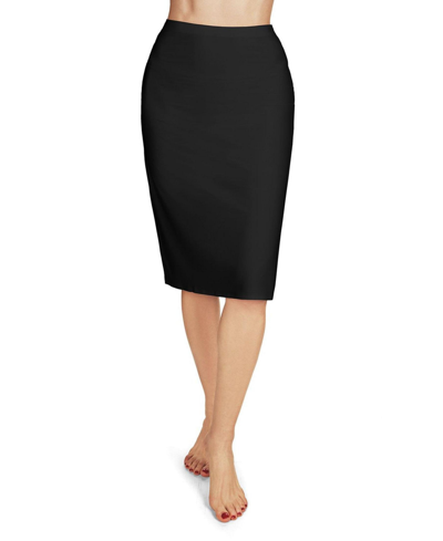 Memoi Women's Seamless High-waisted Bonded Full Slip Skirt In Black