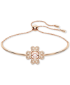 Swarovski Idyllia Soft Bracelet Cz Clover Rose Gold Shiny Silk In Rose Gold