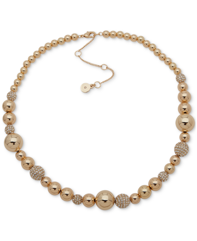 Dkny Gold-tone Pave Fireball Beaded Collar Necklace, 16" + 3" Extender In White