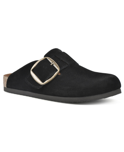 White Mountain Women's Big Easy Slip On Clogs In Black Suede