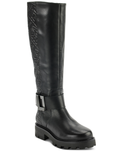 Karl Lagerfeld Women's Meara Buckled Riding Boots In Black
