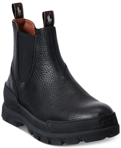 Polo Ralph Lauren Men's Oslo Tumbled Leather Chelsea Boots In Black