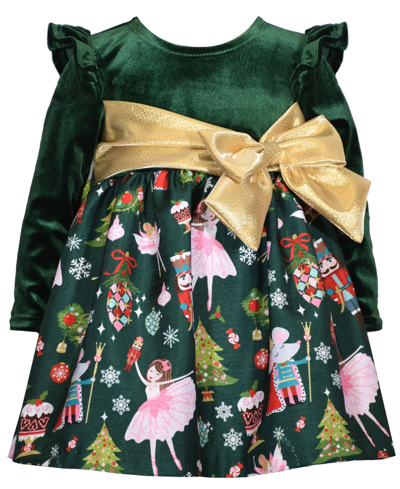 Bonnie Baby Baby Girls Shantung Dress With Side Bow In Green