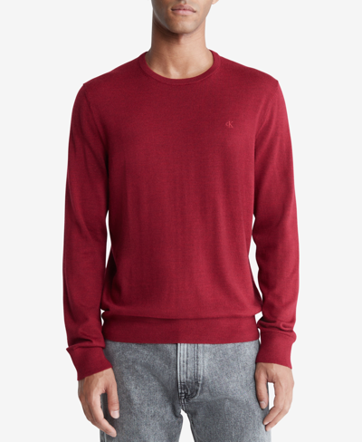 Calvin Klein Men's Extra Fine Merino Wool Blend Sweater In Sun Dried Tomato