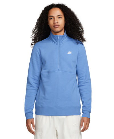 Nike Sportswear Club Men's Brushed Back Half-zip Pullover In Polar
