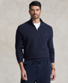 Polo Ralph Lauren Mesh-knit Cotton Quarter-zip Sweater In Navy Heather