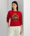 Ralph Lauren Intarsia-knit Crest Cotton-blend Sweater In Martin Red