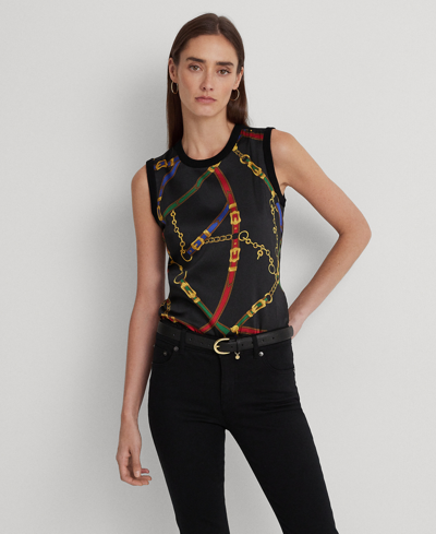 Lauren Ralph Lauren Women's Belting-print Twill & Jersey Tank Top In Multi