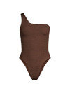 Hunza G Nancy One-shoulder Swimsuit In Brown
