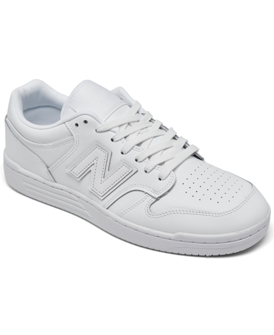 New Balance Men's Bb480 Casual Sneakers From Finish Line In White/white