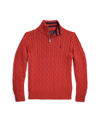 Polo Ralph Lauren Kids' Cable-knit Cotton Quarter-zip Sweater In Rl 2000 Red/rl Navy