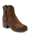 Earth Women's Irene Round Toe Block Heel Casual Booties In Dark Natural Suede