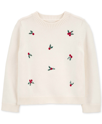 Carter's Kids' Big & Little Girls Holly Cotton Knit Sweater In Cream