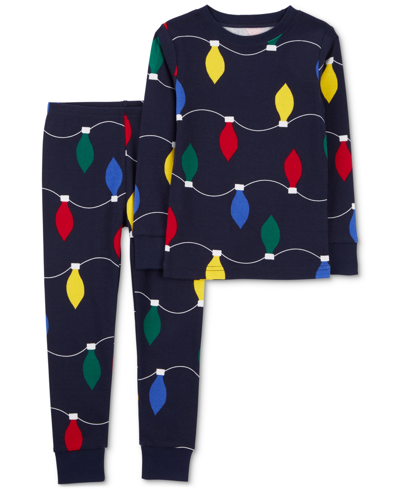 Carter's Babies' Toddler Holiday Lights Snug Fit Cotton Family Pajamas, 2 Piece Set In Navy