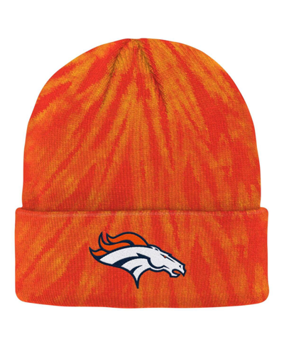 Outerstuff Kids' Big Boys And Girls Orange Denver Broncos Tie-dye Cuffed Knit Hat