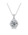 Stella Valentino Sterling Silver With 2ctw Lab Created Moissanite Cluster Lace Halo Flower Pendant Necklace