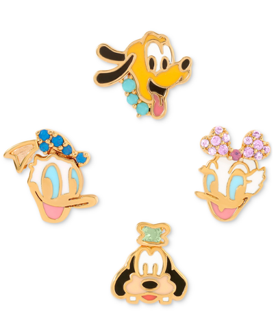 Girls Crew 18k Gold-plated 4-pc. Set Color Crystal Disney Pals Single Stud Earrings