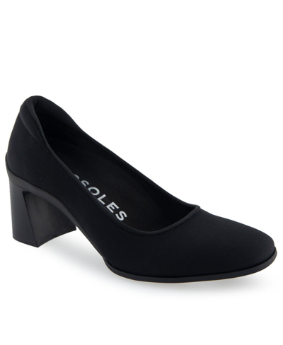 Aerosoles Casta Dress-pump-mid Heel In Black Stretch