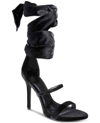 Aaj By Aminah Ayla Ankle-tie Strappy Dress Sandals In Black