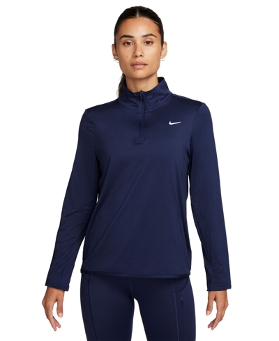 Nike Women's Dri-fit Swift Element Uv 1/2-zip Running Top In Midnight Navy