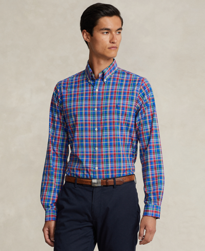 Polo Ralph Lauren Men's Classic-fit Plaid Stretch Twill Shirt In Royal,red Multi