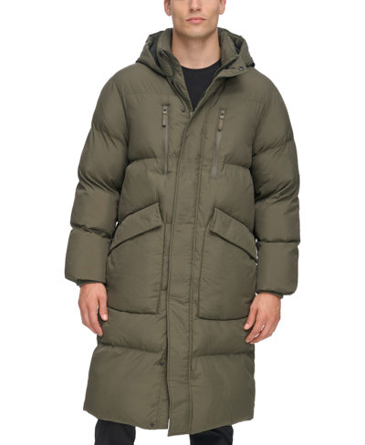 Dkny Men's Quilted Hooded Duffle Parka In Olive